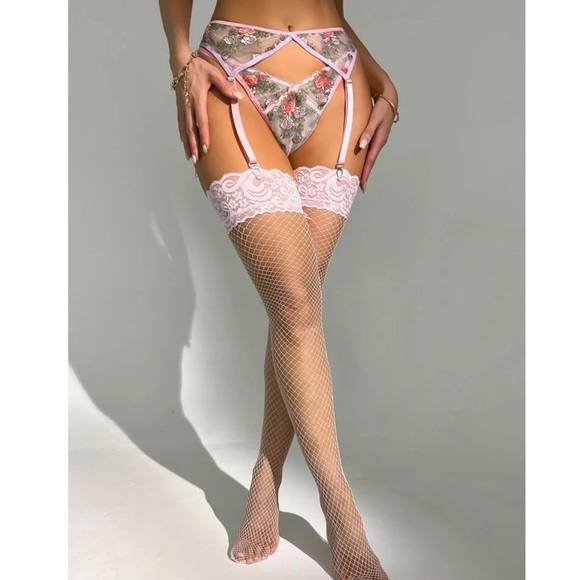 Floral Lace Garter Panty w/ Stockings 💖 - Picture 4 of 5